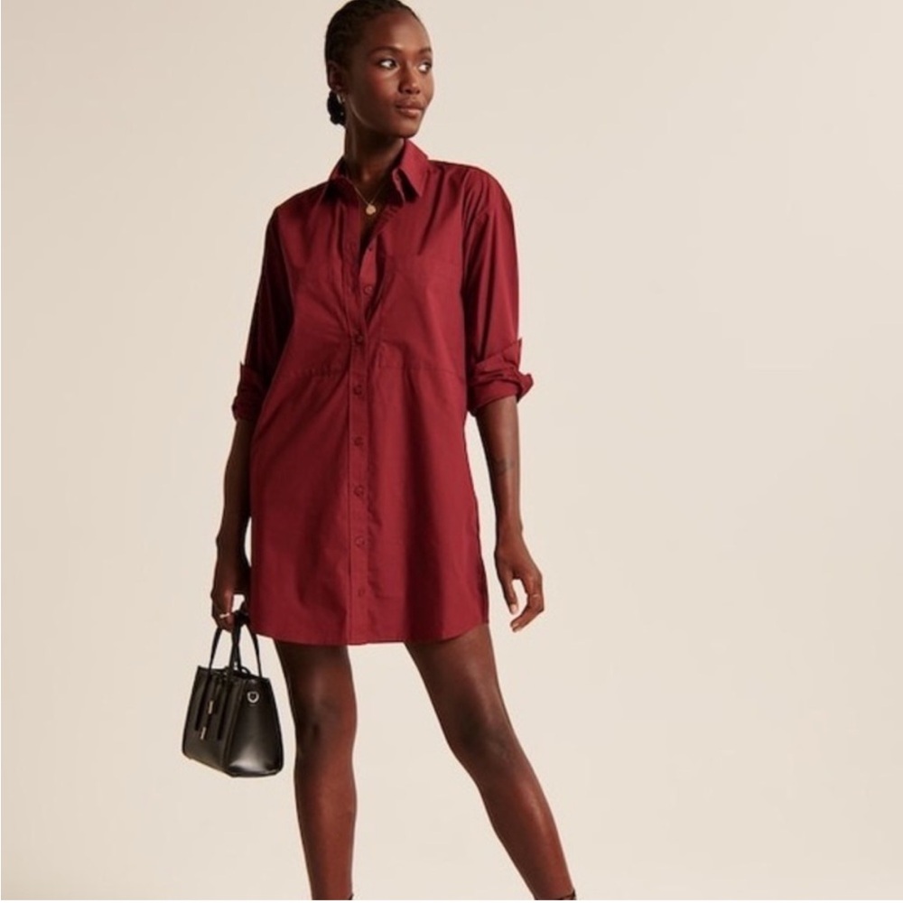 Abercrombie & Fitch Burgundy Long Sleeve Dress